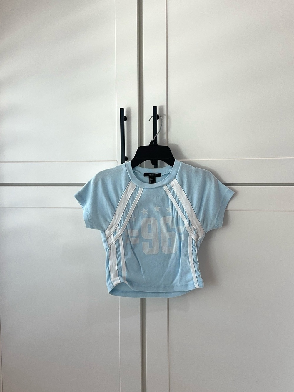 Forever 21 Light Blue Tee with White Trim and '96 Graphic